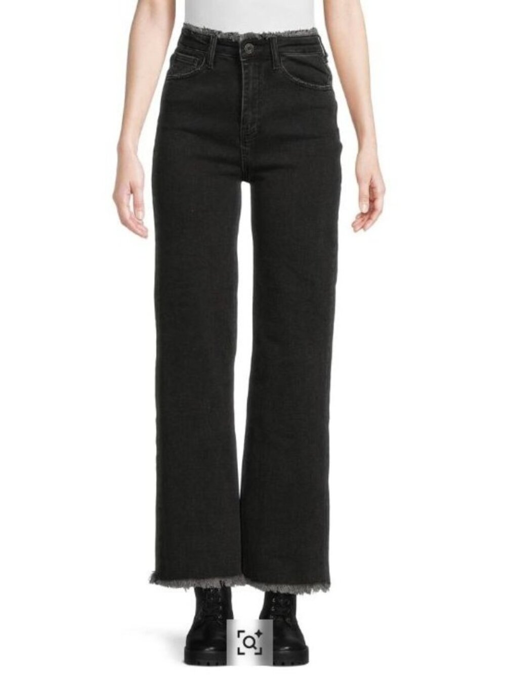Etienne Marcel Wide Leg Fray Jeans Size 26 Black Stretchy NWT $276